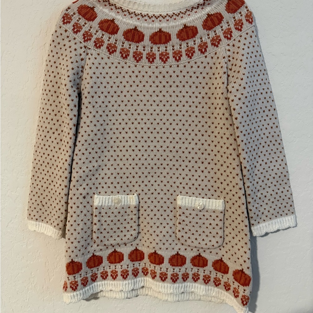 Max Studio Cream and Rust Pumpkin Knit Dress